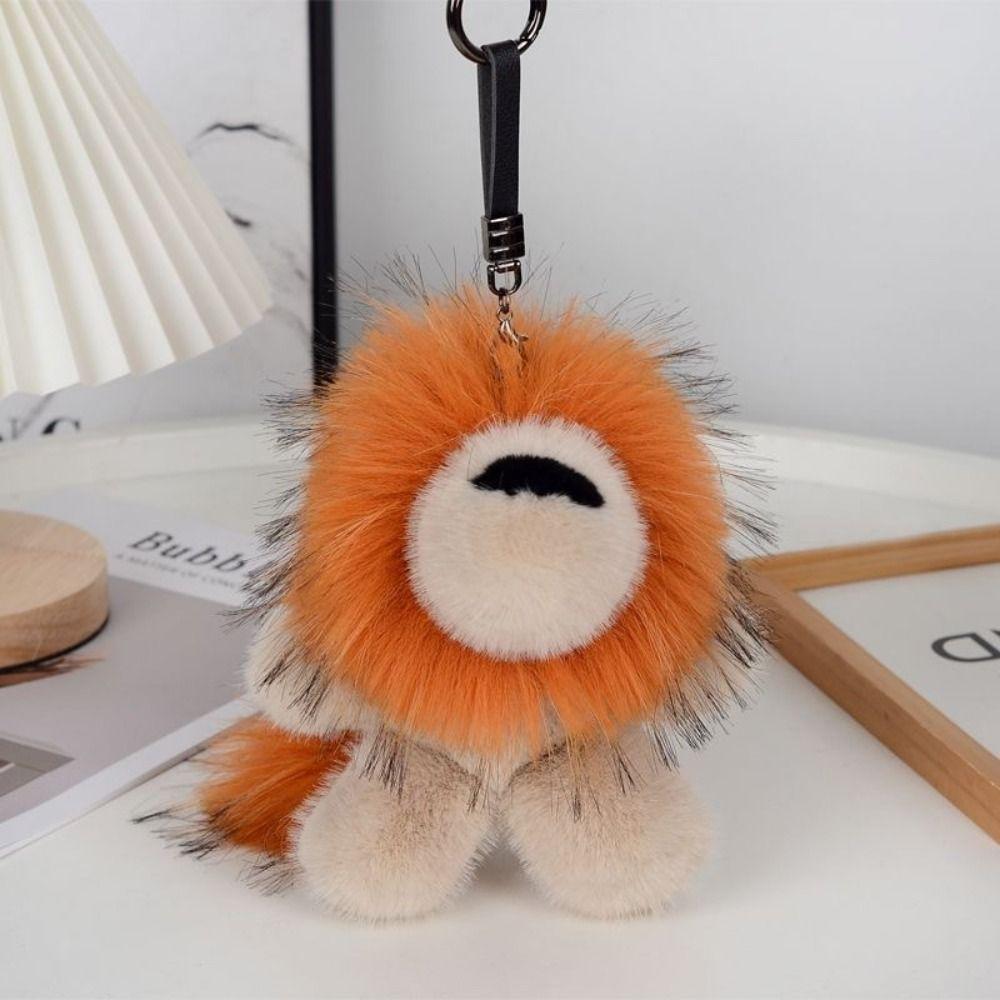 With Tail Plush Lion Keychain Long Mane Cute Animal Keychain Lion Plush Pendant Kid Girls