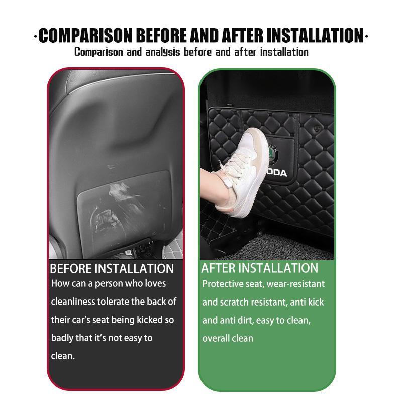 rjhwp8 Car Seat Back Protection Anti-Kick Pad Rear Seat Storage Bag Organizer For Skoda Octavia A5 A7 RS Fabia Superb Rapid Karoq