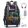 Cartoon Game USB Backpack Large Capacity Hiking Bag College Student Outdoor Travel Casual Daypack
