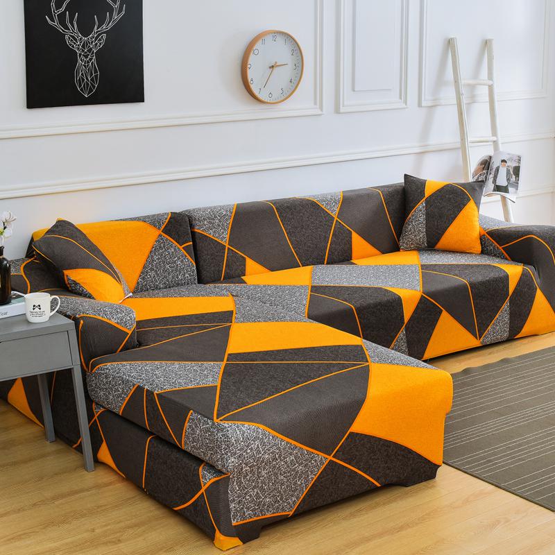 Elasticated Sofa Covers for Living Room Spandex Chaise Longue Corner Armchair Cover Cushion Couch Furniture 190-230cm Slipcovers