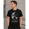 Men's Black Short Sleeve T-Shirt with Cute Night Creature Graphic, Soft Cotton Crew Neck Tee for Casual Wear, Relaxed Fit
