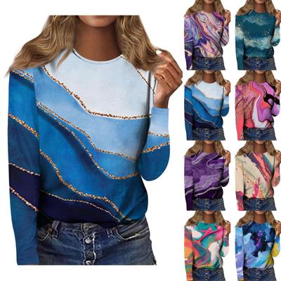 Fashion Women's Round Neck Long Sleeve Casual Printed Top T-Shirts Women’s