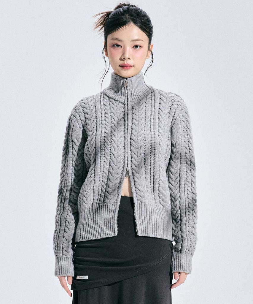 ZEROPLANET Eleanor Spray Knit Zip-Up [Grey]