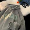 Felpa con Cappuccio Vintage da Uomo - Velluto Spesso, Pesante, Giacca Trendy Autunno/Inverno per Adolescenti e Studenti delle Scuole Superiori.