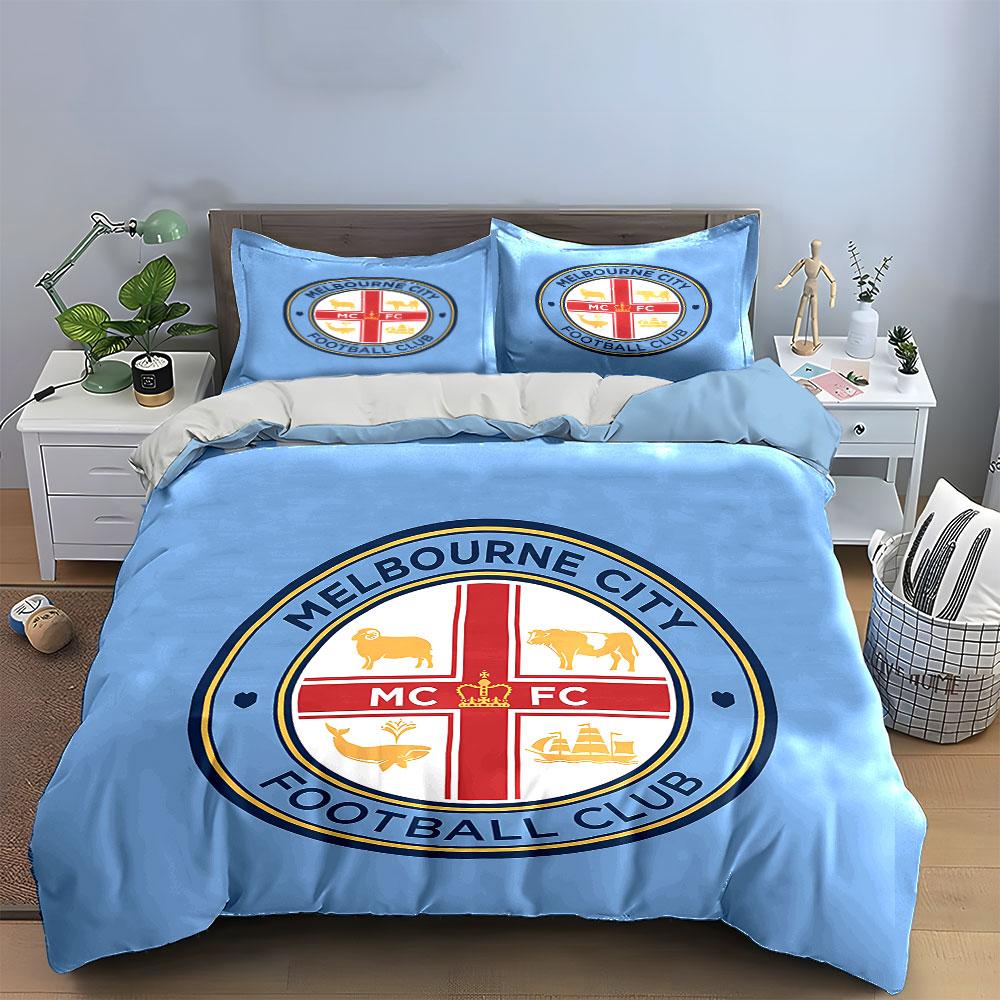 Melbourne City FC Bedding Set Bedding Duvet Cover Set Duvet Cover Pillowcases  (1 * Duvet Cover 2 * Pillowcases, Without Duvet Insert)