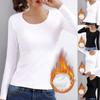O Neck Long Sleeve Shirt Women Bottoming Cropped Tops Black Casual Slim Basic Velvet Heating Fiber Thermal T-Shirts