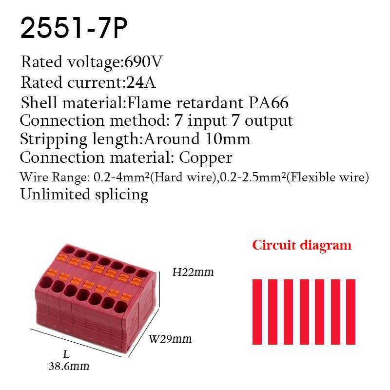 Push-In Wire Connectors Electrical Cable Terminal Block Multiple In/out DIN Rail Mount With Fixing Hole Spliceable DIY Connectio