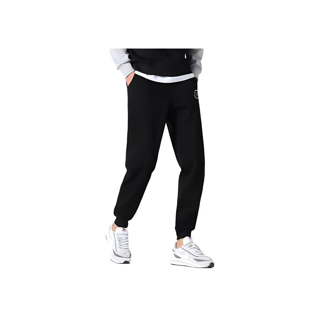 Li Ning Wade Serie Vetersluiting Losse Pasvorm Elastische Manchetten Comfortabele Casual Broek Heren Onderkleding Zwart YKLU323-1
