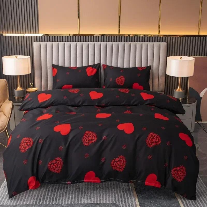 3Pcs 3D Printed Duvet Cover High Quality Love Print Bedding Set Skin Friendly Fabric (Without Bed Sheet) Gifts For Lover