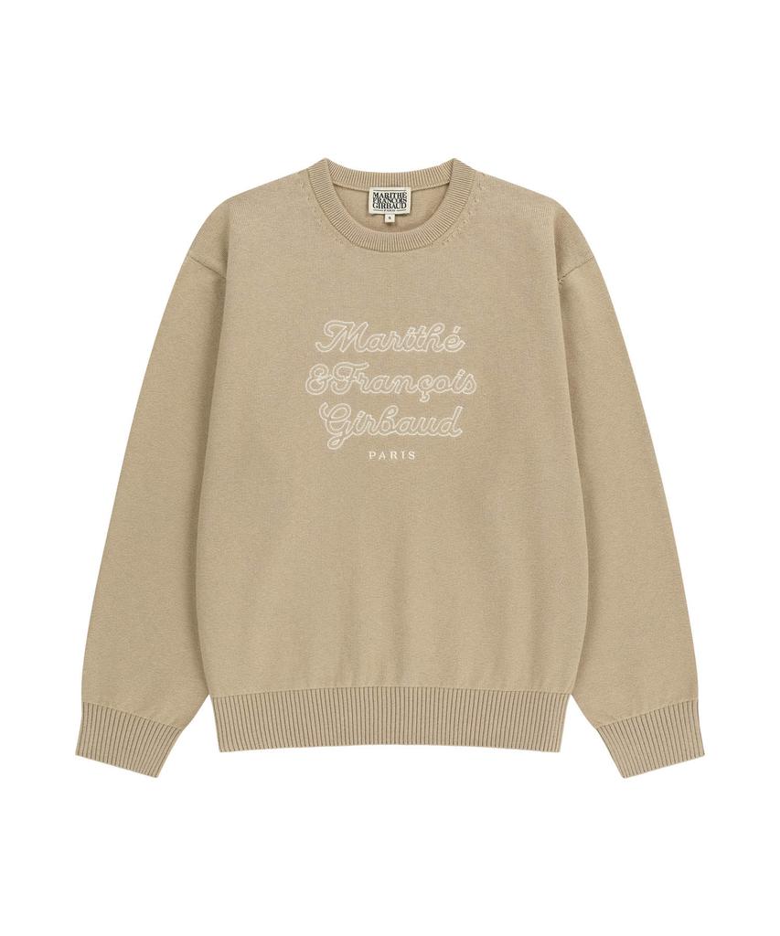 Malittepeulangsowajeobeo Drawing Classic Logo Knit Pullover Beige