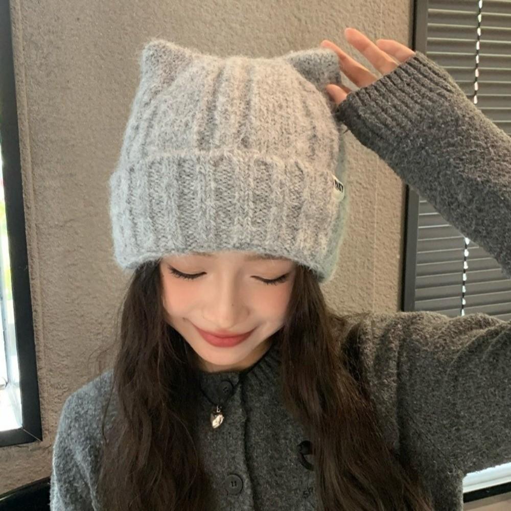 Warm Winter Hat Cat Ear Skullies Hat Fashion Ear Protection Hat Outdoor Sports