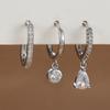 3PCS Fashion Stainless Steel Water Drop Zircon Dangle Earrings Set for Women Gold Plated U-shape Earring Piercing Jewelry