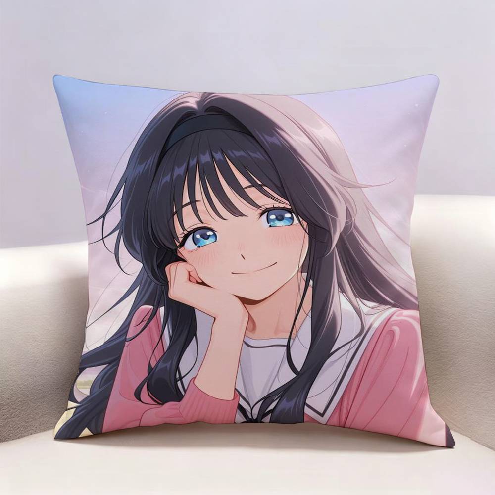 Anime KKaoruko Waguri   Doublesided Print Pillow Case Pattern Printed Pillowcase For Living Room Sofa Cushion Cover