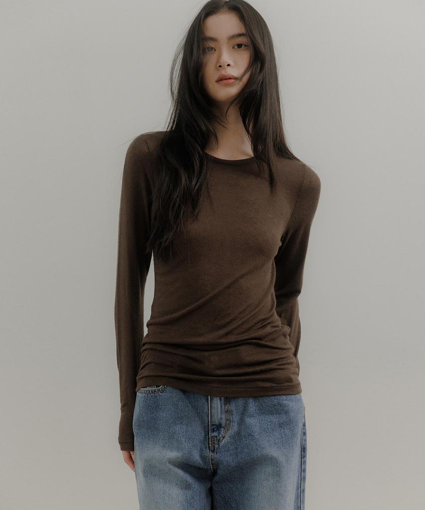 Oeoseoul New Wool Basic T-Shirt [Brown]