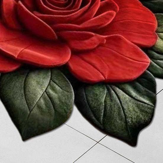 3D Flower Rug Realistic Floral Anti-Slip Floor Mat Absorbent Quick-Dry Bathroom Rug for Kitchen Bedroom Entryway Vanity Area
