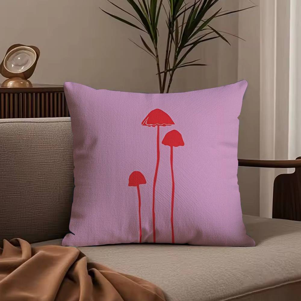 Colorful Flower Illustration Print Pillow Case Anti-dustmite Pillowcase Invisible Zipper Silky Short Plush Sofa Cushion Cover