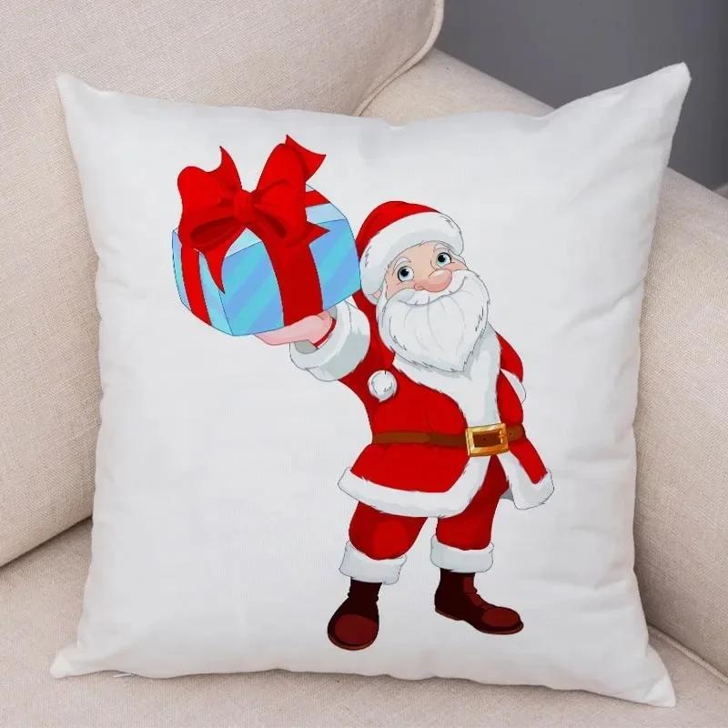 Merry Christmas Pillowcase Living Room Sofa Cushion Cover Home Decoration Cute Cartoon Santa Claus Hug Pillowcase