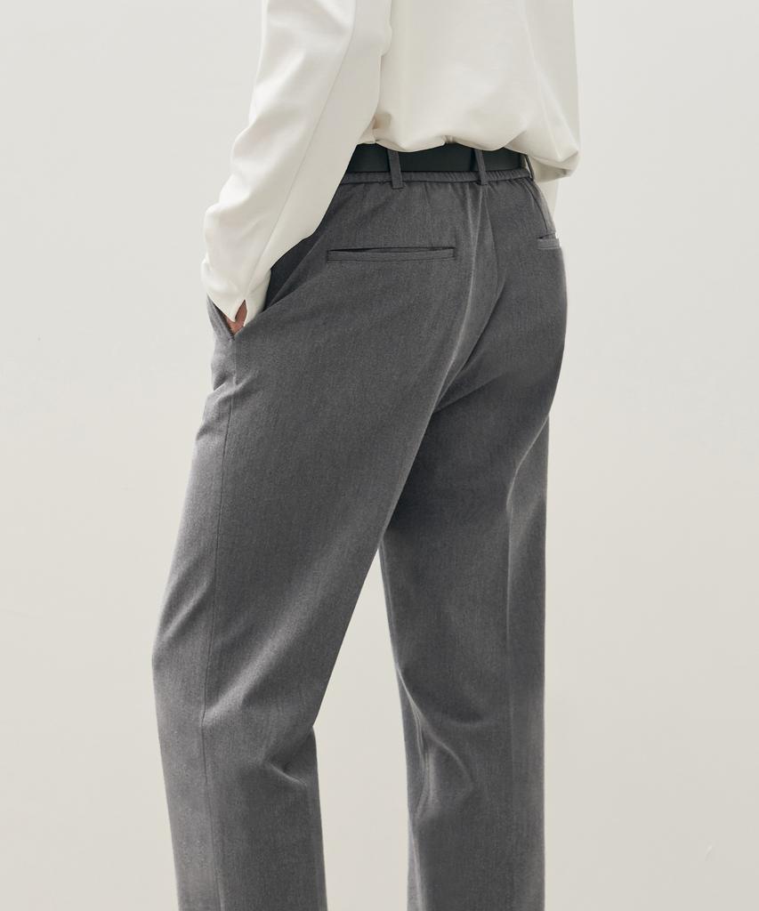 DRAW FIT Banded Tapered Slacks [Grey]