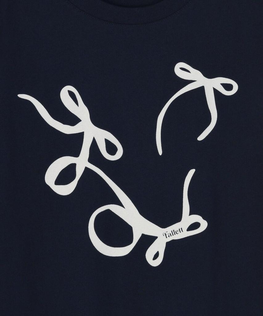 FALLETT Flowing Ribbon Crop Short Sleeve T-Shirt Navy