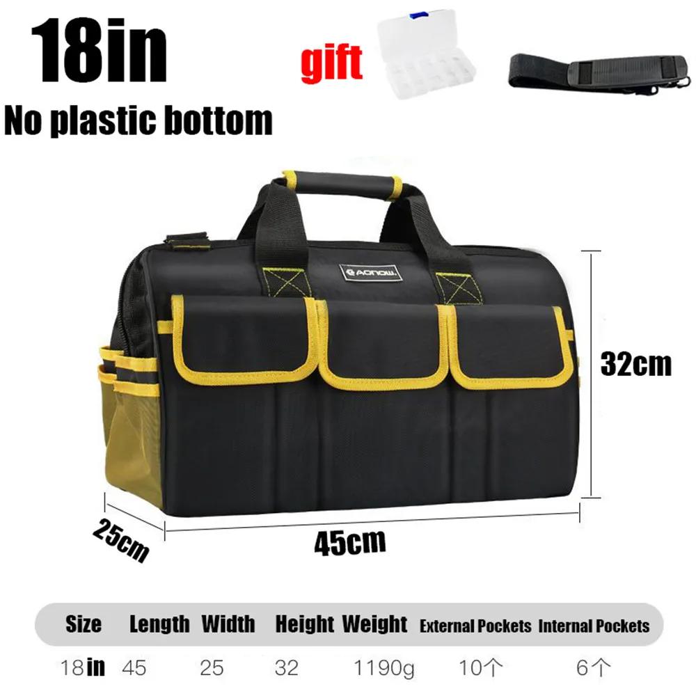 New Yellow 14/16/18/20in Tool Bag Electrician Bag 1680D Oxford Waterproof Wear-Resistant Heavy Duty Tool Storage Tool Box