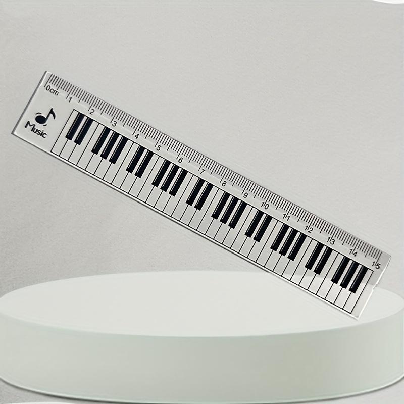 1pc Piano Keyboard Ruler with Musical Notes - Transparent - 15cm/6in - Dual-Purpose Measuring Tool & Music Education Aid