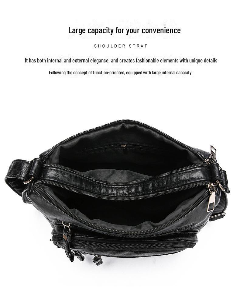 Damen High-End Mehrfachfach Weiche Leder Schultertasche