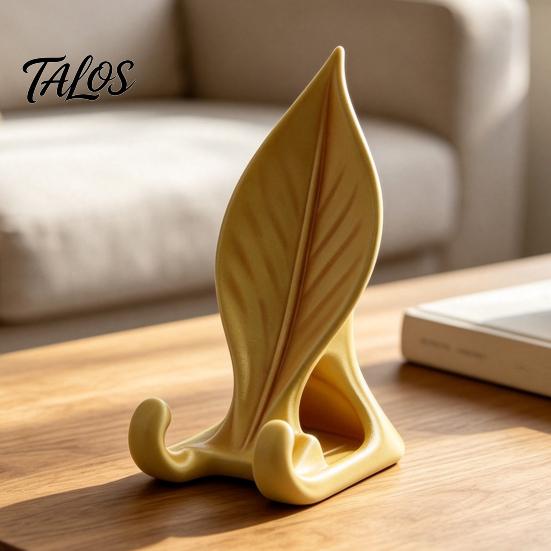 Universal Mobile Phone Holder Leaf Shaped Stand, 3D Printed with Double Portable Support Hook Support, Creative Hands Free Video Cradle, Artistic