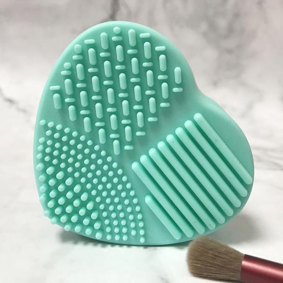 Silicone Sponge Makeup Brush Cleaner Portable Travel Heart Shape Foundation Brush Cleaning Mat Double Sided Cosmetic Brush Washing Pad