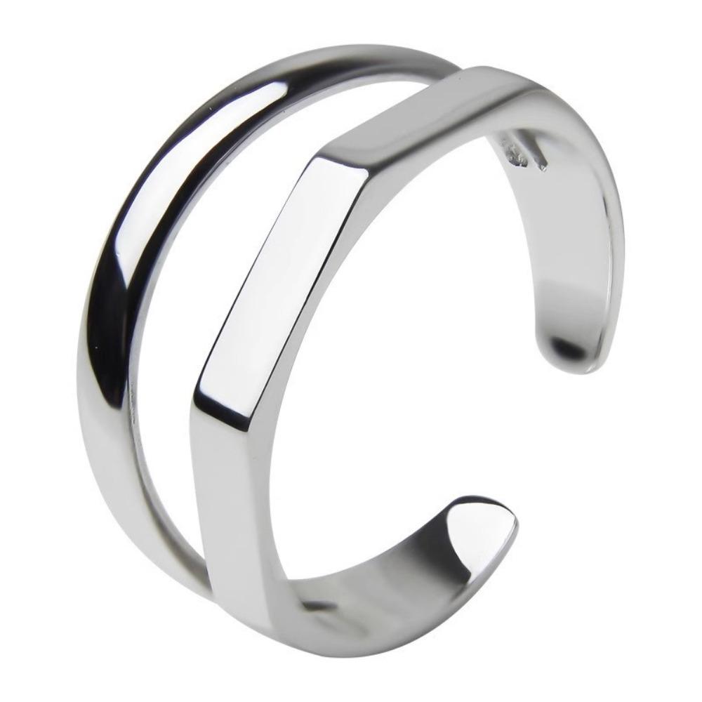 Smooth Line Double-layer Ring Resizable Opening Ring Minimalist Geometry Jewelry Gifts