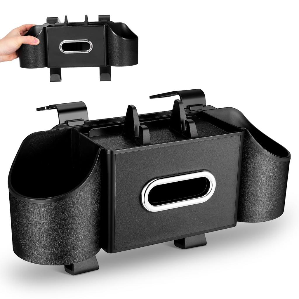 FRCOLOR Multifunctional Car Storage Drink Holder Tissue with Drink Holder Storage Stylish and Neat Car Interior Storage Box, & Case, 34x21x18cm, Hook,