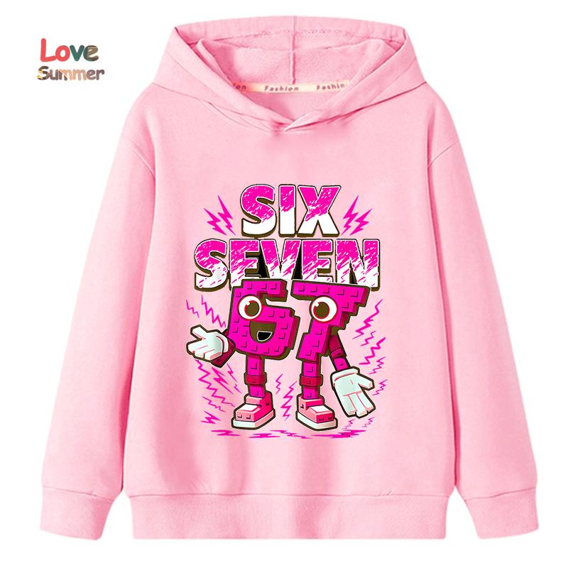67 Sei Sette Felpa con Cappuccio Italian Brainrot Divertente Pullover Grafico Ragazze Ragazzi Pile Caldo Felpa con Cappuccio Autunnale per Bambini Felpa Casual Unisex