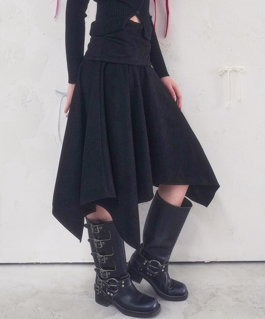 Viva Sers Dune Wrap Suede Skirt Black