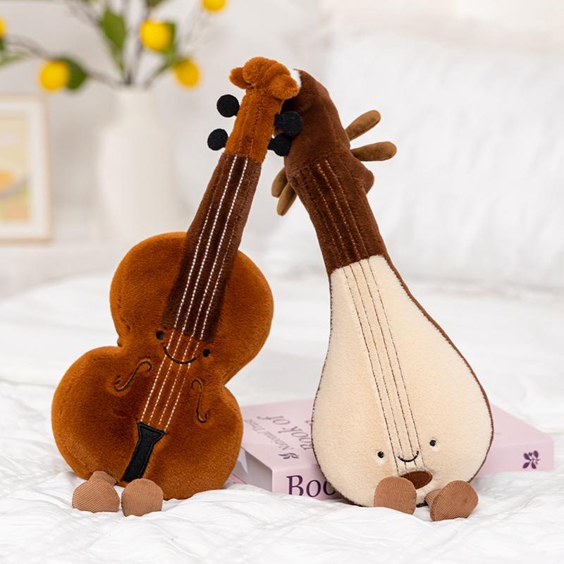 Cute Musical Plush Toy Soft Violin 30cm Guitar Pipa Tuning Fork Note Stuffed Doll Instrument Gift for Kid Music Lover Home Decor