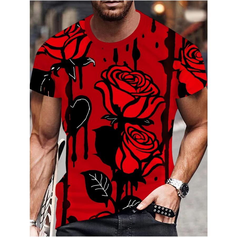 Trendy Love Rose Romantic Print T-shirt
