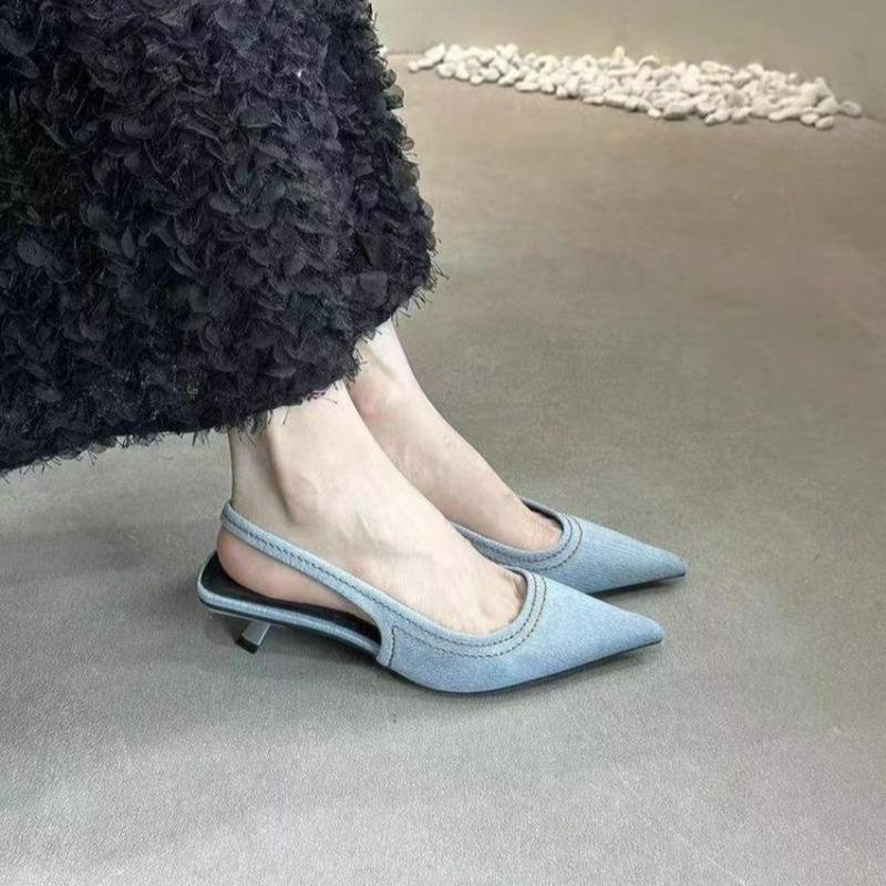 Fashion New Style Designer Summer Denim Women Sandals Fashionable Shallow Slip On Singbacks Shoes Ladies Outdoor Dress Gladiator Pumps