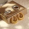 Französische Retro-Ohrringe aus Edelstahl mit Gewinde, hohl, für Damen, modisch, plattiert, 18 Karat, lichtecht, Premium-Ohrringe