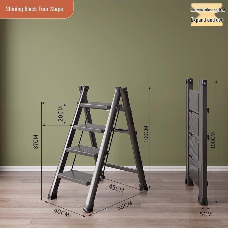 Multifunctional Folding Telescopic Indoor A-Frame Ladder, Portable 4-Step Household Climbing Ladder