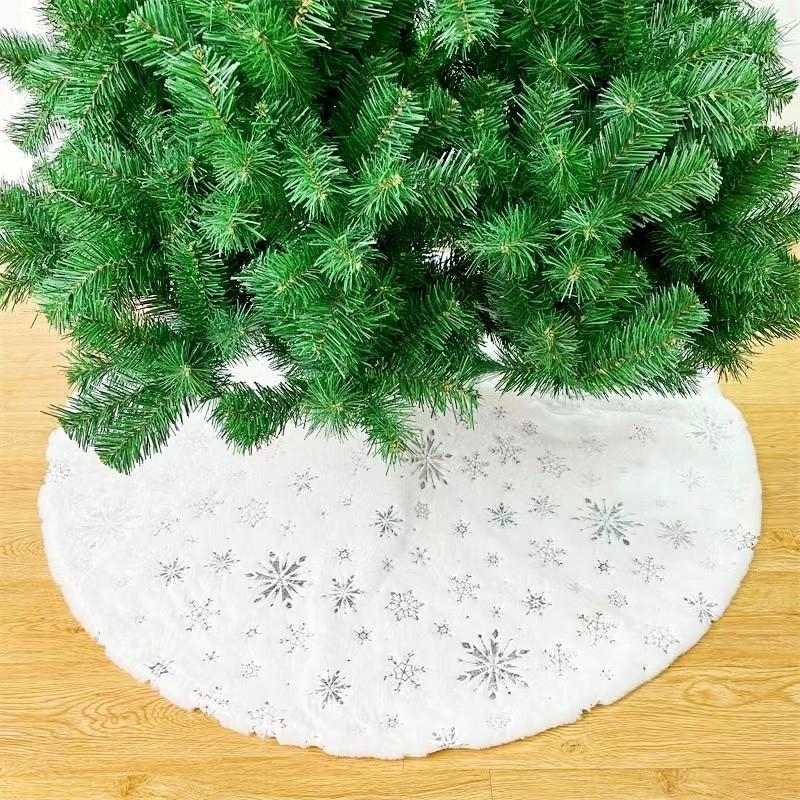 White Plush Christmas Tree Skirt with Soft Fluffy Border, Luxury -like Feel for Xmas, Weddings, Parties & Holiday Decorations