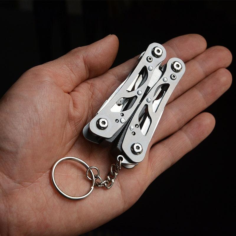 Mini pelador de cables con abrazadera, cortador de alambre plegable, multiherramienta multifunción, alicate multiusos para exteriores y supervivencia, bolsillo de reparación