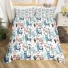 Cute Cartoon Alpaca Llama Cactus Print Duvet Cover Set Full Size, Alpaca Bedding Set Botanical Animal Comforter Cover,Multicolor