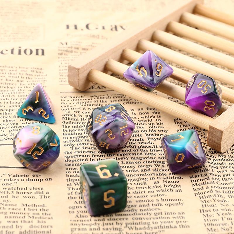 7pcs/set Polyhedral 7-Dice Two-Tone Swirl-DND Dice Set for RPG/MTG D4 D6 D8 D10 D% D12 D20 Dice Games Family Party Board Games