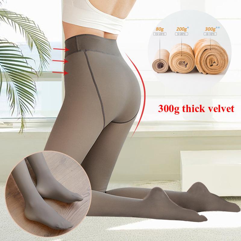 Sexy zateplené termo pančucháče s vysokým pásom, dámske ponožky, nohavice hrubé falošné pančuchy Efekt pokožky, priesvitné flísové pančuchy legíny