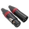 Black Nickel-Plated 3-Pin XLR Microphone Connector (Male & Female)