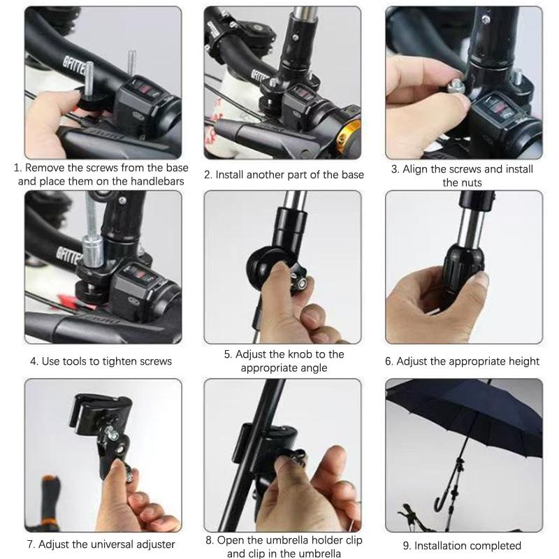 Wheelchair Umbrella Attachment Wheelchair Stroller Umbrella Attachment Stainless Steel Handle Holder Clamp Supporter Connector