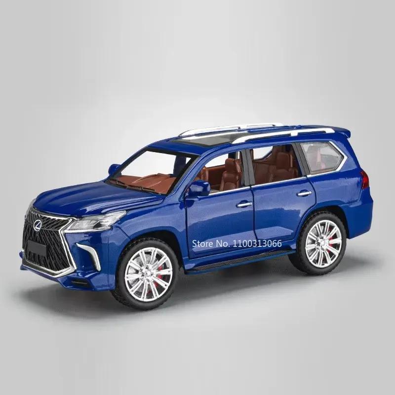 1:24 Metal LX570 LX600 Cars Miniature Models 6 Doors Opened Off-road SUV Diecast Toy Light Music Toys for Boys Festival Presents
