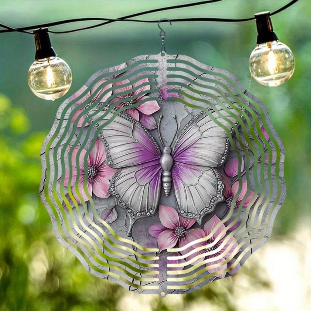 Butterfly Wind Chime Metal Garden Decor Moonlight Flying Flowers Outdoor Indoor Courtyard Gift No Batteries Needed