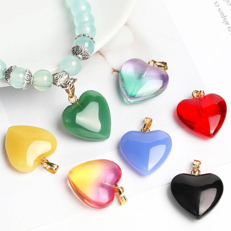 5 Piezas Colgantes Encanto Corazón de Vidrio para Hacer Joyería Elegante Colgante Corazón Esmaltado DIY Cadena de Clavícula Joyería Colgantes para Mujeres