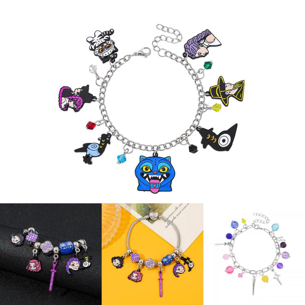 Kpop Demon Hunters Cartoons Bracelet With Alloy Beads For Gift Giving And Daily Wear
