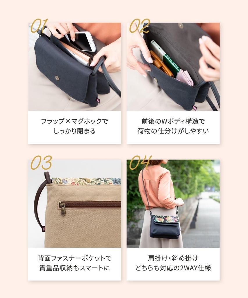 Creare Kiki Women's Shoulder Bag, Small, Lightweight, Crossbody, Made In Japan, Japanese Style Gobelin Weave Pochette with Macaron Design, 2-Way,