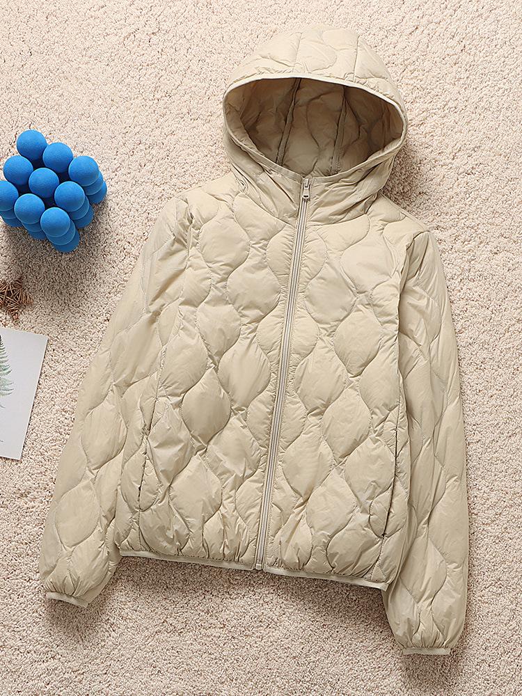 2025 Autumn/Winter Women's Hooded Lightweight Down Jacket - Long Sleeve, Casual, Warm, Korean Fashion Style.